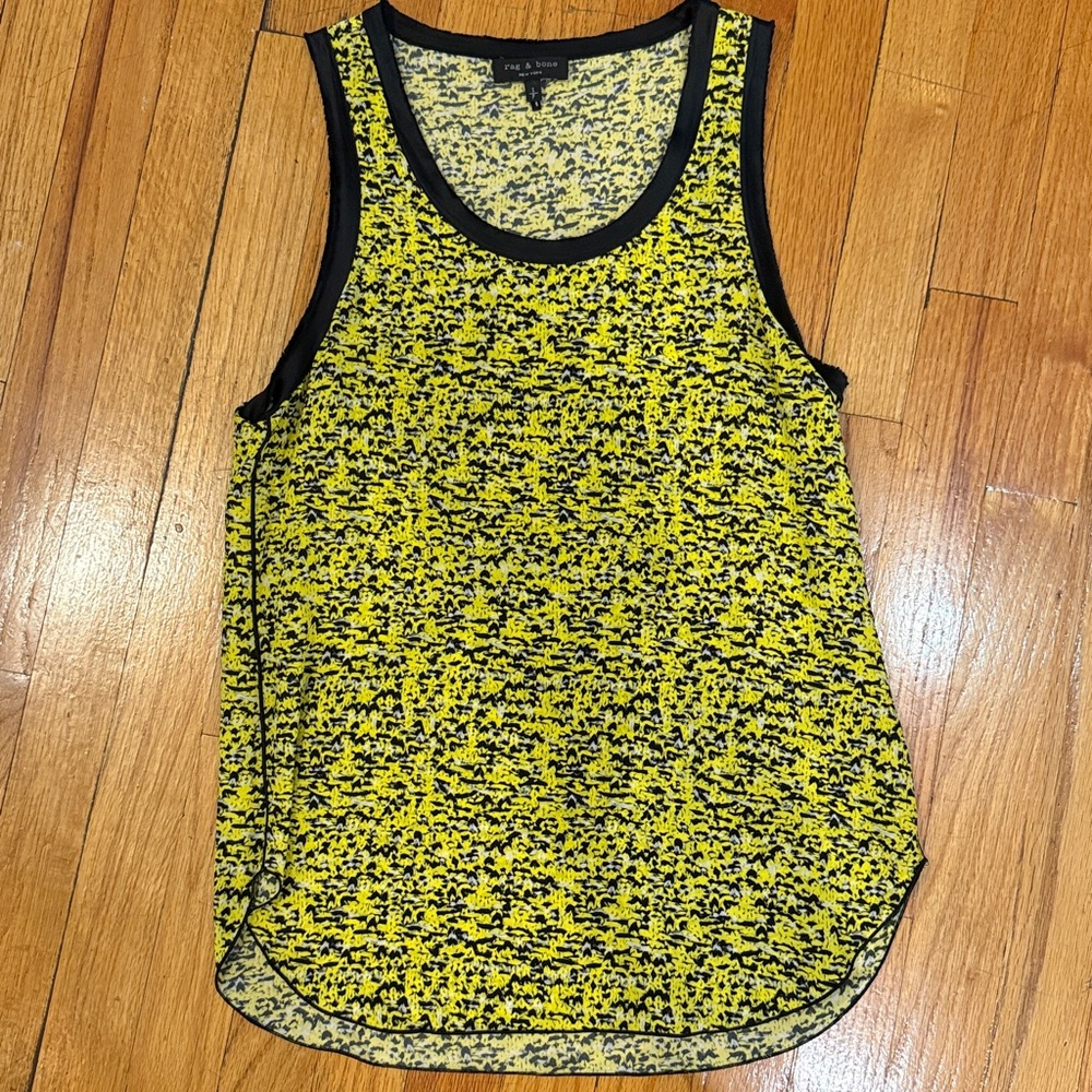Rag & Bone yellow silk tank top, size S